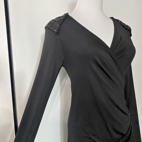 ISABELLA OLIVER MATERNITY BLACK SEQUIN SHOULDER LONG SLEEVE FORMAL DRESS - 2 - Picture 4 of 10